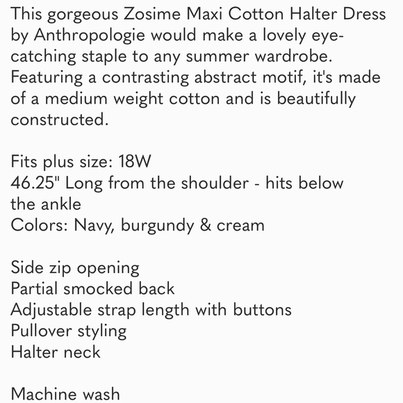 BNWT Anthropologie Zosime Halter Maxi Dress - Picture 10 of 10